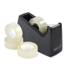 Carica l'immagine nel visualizzatore di Gallery, Rapesco 1619 Dispenser per Nastro Adesivo 300 e 4 Rotoli di Nastro, Nero