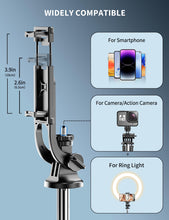 Carica l'immagine nel visualizzatore di Gallery, 180cm Bastone Selfie Treppiede per Telefono, Treppiede Smartphone Selfie Stick Stabile con Telecomando Estensibile Treppiedi per Cellulari Compatibile con iPhone/Samsung, Camera