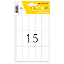 Carica l'immagine nel visualizzatore di Gallery, TopStick Etichette multiuso, 15 etichette per foglio, 15 fogli, 20 x 50 mm, 225 etichette, piccole etichette autoadesive, etichette adesive vuote per l'ufficio, la cucina e la casa, bianco