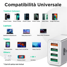 Carica l'immagine nel visualizzatore di Gallery, Caricatore USB, 4 Porte Caricatore USB da Muro 40W QC 3.0 Carica Rapida CaricabatterieUSB Multiplo Alimentatore PresaUSB per iPhone 15 14 13 12 11 X, Samsung Galaxy S21 S20 A71 A51, Xiaomi, Huawei