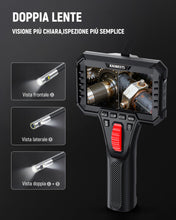 Carica l'immagine nel visualizzatore di Gallery, KAIWEETS Endoscopio con Luce, Doppia Lente 210° Articolata con Controllo a Rotella, Sonda Sottile da 6,5 mm, Schermo IPS 1080P, Cavo Semirigido da 1,6 m, IP67 Impermeabile per Auto e HVAC