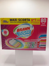 Carica l'immagine nel visualizzatore di Gallery, Brawn Bucato Sicuro Foglietti Acchiappacolore, Con Agenti Inibitori Cattura le Tinte e i Colori, Confezione da 80 Foglietti