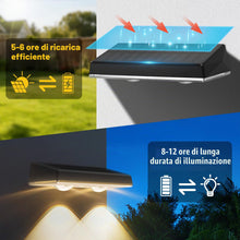 Carica l'immagine nel visualizzatore di Gallery, Applique da Esterno Solare Impermeabilità IP67, 4 Pezzi Luce Solare LED Esterno Bianco con 3 Modalità Lampade Solari da 