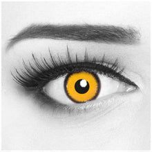 Carica l'immagine nel visualizzatore di Gallery, Funnylens 1 Coppia di lenti a contatto annuali colorate Giallo Nero Crazy Fun bordo colorato tema “Lunatic Sun”, con por