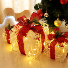 Carica l'immagine nel visualizzatore di Gallery, SALCAR Confezione regalo con decorazione LED da 3 pezzi, 20/14/10 cm Scatole luminose 8 modalità, Decorazione natalizia 