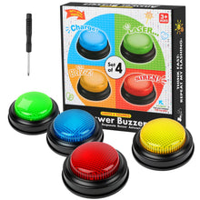 Carica l'immagine nel visualizzatore di Gallery, Adiwo 4PCS Quiz Buttons, Buzzer Game Show Buttons, Rispondi Al Cicalino Con Luce E Suono Di Allarme, Pulsanti Colorati, 