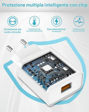 Carica l'immagine nel visualizzatore di Gallery, Caricatore USB 18W con Cavo Type-C 2M per Samsung Galaxy A15/A53/A13/A14/A12/S10/S9/A32/A21S/A04/S23/S24/S25/S26,Xiaomi,