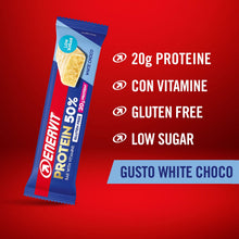 Carica l'immagine nel visualizzatore di Gallery, Enervit, Protein Bar 50% White Choco, Barrette Proteiche, 20g di Proteine, Low Sugar, con Vitamina D e B6, Gusto Cioccol