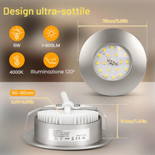 Carica l'immagine nel visualizzatore di Gallery, TaoFiaCo 6W Faretti da Incasso LED 230V Bianco Neutro 4000K, Set di 6