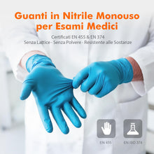 Carica l'immagine nel visualizzatore di Gallery, GRIFEMA Guanti Nitrile Blu 100 Pezzi, Monouso Senza Polvere e Lattice