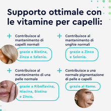 Carica l'immagine nel visualizzatore di Gallery, Integratore per Capelli, 3 Mesi di Scorta,180 Capsule, Cheratina, Biotina, Zinco &amp; Selenio + Rame, Per Capelli Sani, per
