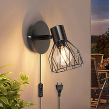 Carica l'immagine nel visualizzatore di Gallery, Kimjo Applique da Parete Interno con Spina, E14 Lampada da Parete Nero