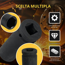 Carica l'immagine nel visualizzatore di Gallery, bussola lunga esagonale 1/2" 17mm, chiave a bussola 17 mm 1/2, Lunghezza 78 mm, acciaio al cromo molibdeno, CR-MO (17mm)