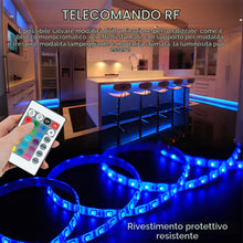 Carica l'immagine nel visualizzatore di Gallery, Striscia LED da 1 m, 30 LED, telecomando a 24 pulsanti, IP65 resistente all'acqua, 16 colori e 4 modalità, illuminazione