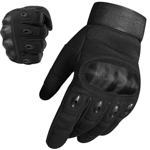 WESTWOOD FOX - Guanti da moto per uomo e donna, con dita piene e rigide, per touchscreen (L, ‎Nero)