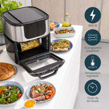 Carica l'immagine nel visualizzatore di Gallery, Princess Friggitrice ad Aria Forno Deluxe – 11 L – 1800 W – Schermo tattile digitale – 10 programmi preimpostati – Girapollo e cestello inclusi – Acciaio inossidabile – 182075