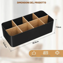 Carica l'immagine nel visualizzatore di Gallery, AiQInu Organizer Scrivania e Portapenne Nero, Porta Penne per Scrivania con 8 Scomparti Rimovibili, Desk Organizer Ufficio per Telecomando, Conservazione Cosmetici, Accessori Scrivania