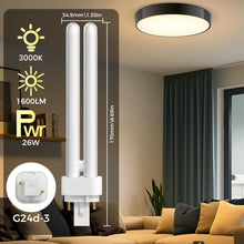 Carica l'immagine nel visualizzatore di Gallery, 26W G24d-3 PLC lampadine a tubo, 2 pin luce 3000K bianco caldo lampada CFL, 1600LM, risparmio energetico fluorescente, n