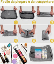Carica l'immagine nel visualizzatore di Gallery, BillyBath Set di organizer per valigie, 8 in 1, organizer da viaggio, per vestiti, scarpe, cosmetici, colore grigio