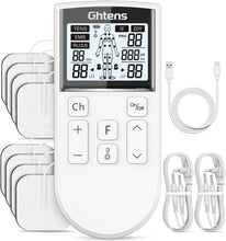 Carica l'immagine nel visualizzatore di Gallery, GHTENS 5 in 1 Elettrostimolatore Muscolare Professionale, Ricaricabile 80 Modalità con TENS/EMS/RUSS/IF/DIY Massaggio, 2 Canali, 16 Intensità per Alleviare il Dolore
