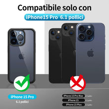 Carica l'immagine nel visualizzatore di Gallery, seacosmo Cover per iPhone 15 Pro, Vetro Temperato 9H Integrato per Schermo, Pellicola HD per Protezione Fotocamera, Cust