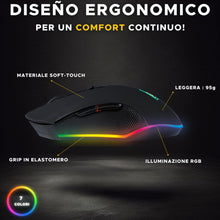Carica l&#39;immagine nel visualizzatore di Gallery, THE G-LAB Kult Helium USB Wired Gaming Mouse - Sensore ottico da 800 a 3200 DPI, retroilluminazione LED a 7 colori
