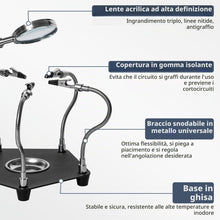 Carica l'immagine nel visualizzatore di Gallery, Terza Mano Per Saldatura, Stazione Saldatura con 3X Lente di Ingrandimento Braccii Flessibile e Clip, Adatta per Elettro