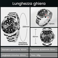 Carica l'immagine nel visualizzatore di Gallery, Orologio Uomo, Quarzo Analogico Orologi Uomo, Acciaio Inossidabile Impermeabile 30M, Funzione Calendario, Lancette Luminescenti, Abbinamento Elegante e Casual, Nero