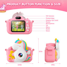Carica l'immagine nel visualizzatore di Gallery, CAMCLID Macchina Fotografica Bambini, 2.0 Pollici Fotocamera Digitale Bambini 1080P HD Videocamera con Scheda 32 GB, Regalo Giocattolo di Natale &amp; Compleanno per Ragazze Ragazzi da 3-12 Anni (Rosa)
