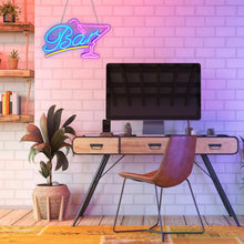 Carica l'immagine nel visualizzatore di Gallery, Targa da bar illuminata, targa al neon a LED, targa personalizzata, targa al neon cocktail, USB, rosa blu, targa al neon