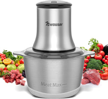 Carica l'immagine nel visualizzatore di Gallery, NWOUIIAY Tritatutto Elettrico 600 W con 2L Ciotola in Acciaio Inox 2 Velocità con 4 Lame Affilate Frullatore Tritatutto con Motore Potente Robot da Cucina per Frutta Verdura Carne Spezie