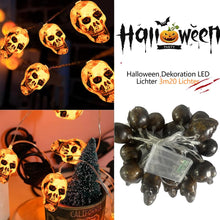 Carica l'immagine nel visualizzatore di Gallery, Catena luminosa a forma di teschio per Halloween, 3 m, 20 LED, catena di luci a forma di teschio, catena luminosa a LED 