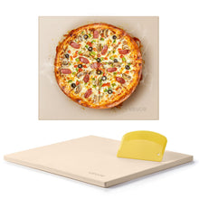 Carica l'immagine nel visualizzatore di Gallery, VEVOR Pietra per Pizza, Pietra da Forno per Pizza Rettangolare in Cordierite da 406 x 355 x 15 mm, con Raschietto, Cordi