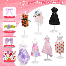 Carica l'immagine nel visualizzatore di Gallery, YOCOLE Fashion Designer Kit, Cucito Giochi Lavoretti Creativi Arte e Artigianato, Playset Manichino Stoffe Quaderno, Regalo Bambina 8 9 10 11 12 Anni
