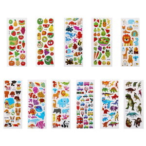 Vicloon Adesivi per Bambini 550+ Adesivi 3D, Puffy Adesivi per Regali Gratificanti Scrapbooking Inclusi Animali, Pesci, Dinosauri, Numeri, Frutta, Camion, Aeroplani e Altro(22 Fogli)