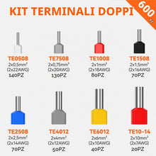 Carica l'immagine nel visualizzatore di Gallery, Puntalini Elettrici a Crimpare 600 pezzi, Preciva anello a Crimpare, Capocorda a Crimpare Dimensione 2 * 0,5-10mm² adatt