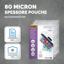 Carica l'immagine nel visualizzatore di Gallery, Fellowes Pouches per plastificazione per documenti, formato A4, finitura lucida, confezione da 100 pezzi, 160 micron (2 