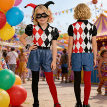 Carica l'immagine nel visualizzatore di Gallery, Costume da Clown, costume da cosplay con parrucca, camicia, pantaloncini e accessori per Halloween e Carnevale Cosplay