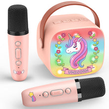Carica l&#39;immagine nel visualizzatore di Gallery, Dislocati Karaoke per Bambini con 2 Microfono Wireless Karaoke, Regalo Bambina 3-12 Anni Microfono Bluetooth Bambini Giochi Bambina 3-12 Anni Canta Tu Karaoke Bambini Unicorno Bambina Regalo