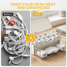 Carica l'immagine nel visualizzatore di Gallery, AiQInu 2 Pezzi Organizzatore Cavi, con Coperchio e 6 Scomparti, Porta Cavi per USB, Caricabatterie e Accessori, per Casa
