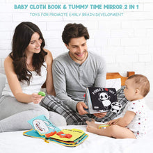 Carica l'immagine nel visualizzatore di Gallery, beiens Libri Tattile Sensoriali Stoffa Neonati, Giocattoli a Specchio per Bambini, Panda Giochi Montessori Neonato 0 3 6 12 Mesi, Tummy Time Libro sensoriale Bianco e Nero Passeggino Educativi Regali