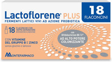Carica l'immagine nel visualizzatore di Gallery, Lactoflorene Plus, Integratore Fermenti Lattici Vivi per l'Equilibrio Intestinale, con Zinco e Vitamine B, 18 Flaconcini, Senza Glutine e Senza Lattosio