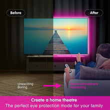 Carica l'immagine nel visualizzatore di Gallery, Liwqolx Striscia LED TV 3 metri, RGB TV Lights Backlight Behind for 45-65 Inch TV, Music Sync Bluetooth APP and Remote Control TV LED Strip Lights USB Powered for Bedroom/Gaming