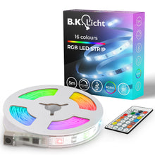 Carica l'immagine nel visualizzatore di Gallery, B.K.Licht Striscia LED RGBIC 5 m, Sensore musicale, Cambia colore segmentato, Nastro LED con telecomando