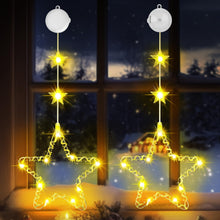 Carica l'immagine nel visualizzatore di Gallery, Decorazioni Natalizie,2 Pezzi Luci Natale Finestra,3 Modalità con Timer e Ventosa,Luci Natalizie,Luci di Natale da Interno ,Decorazioni per Finestre,Tende Natalizie per Finestre per Interno Esterni