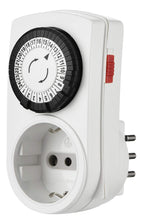 Carica l'immagine nel visualizzatore di Gallery, Electraline 58114 Mini Programmatore Timer Meccanico Giornaliero, Spina Italiana piccola 10 A, Presa Schuko + 10A, Bianc