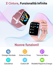 Carica l'immagine nel visualizzatore di Gallery, Popglory Smartwatch Uomo Donna, 1.85" Orologio Chiamate, Assistente AI, 100+ modalità Sportive Fitness Watch, Frequenza 