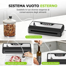 Carica l'immagine nel visualizzatore di Gallery, Bonsenkitchen Macchina Sottovuoto Alimenticon Taglierina Integrata e Vano Porta Sacchetti per Cottura Sous Vide e Preparazione Pasti | 4 Modalità | 1 Rotolo di Sacchetto e 5 Sacchetti, Nero