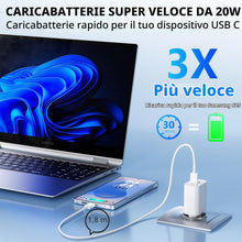 Carica l'immagine nel visualizzatore di Gallery, 【3 pezzi】 Caricabatterie USB-C, caricabatterie rapido a 2 porte [USB-C + USB-A], alimentatore PD+ QC 3.0 da 20 W con cav