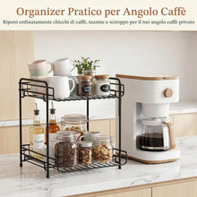 Carica l'immagine nel visualizzatore di Gallery, Romon Porta Spezie Per Cucina a 2 Livelli in Acciaio Al Carbonio Nero, Mensola Da Piano Con Grande Capacità Salvaspazio, Multifunzione per Piano Cucina, Scrivania e Angolo Caffè